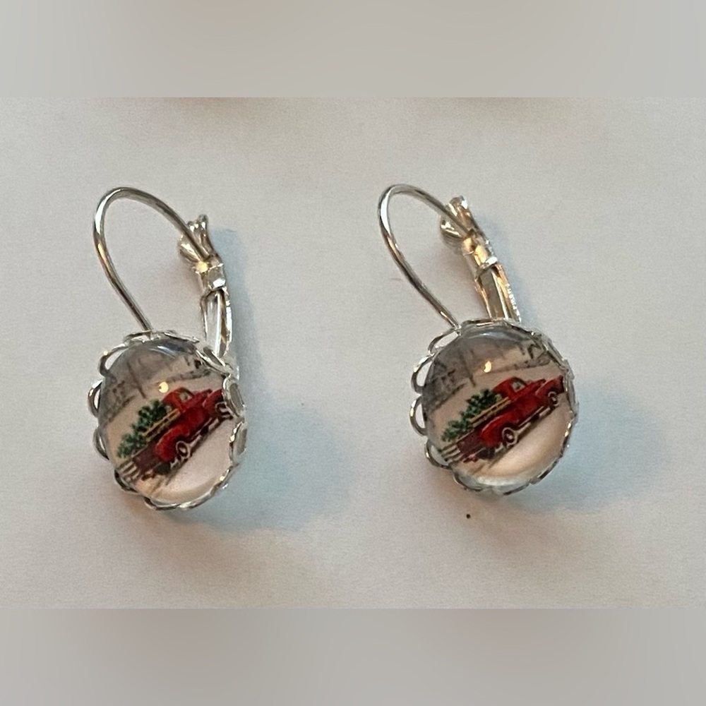 Christmas red truck earrings New!!!
